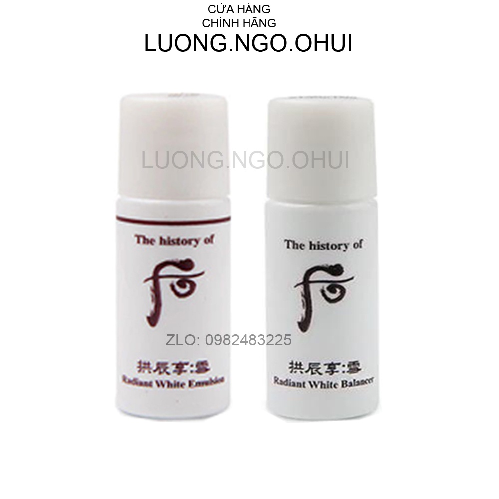 Cặp nước hoa hồng và sữa dưỡng whoo trắng chuyên dưỡng trắng mờ nám -  Whoo Radiant White 5ml + 5ml | BigBuy360 - bigbuy360.vn