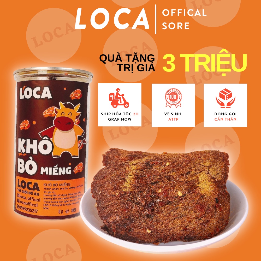 Khô bò miếng cay cay 250g, đồ ăn vặt sài gòn siêu ngon LOCA KB01