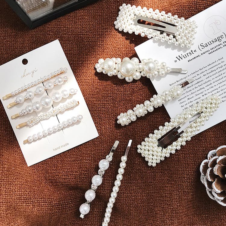 Kẹp tóc đính ngọc trai nhân tạo thiết kế thời trang dành cho nữ