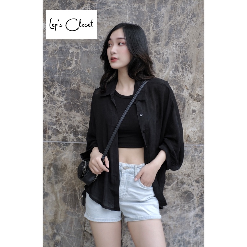 Áo sơ mi nữ Lụa tơ cao cấp , áo sơ mi đen chống nhăn tay cánh dơ , áo form rộng thời trang | BigBuy360 - bigbuy360.vn