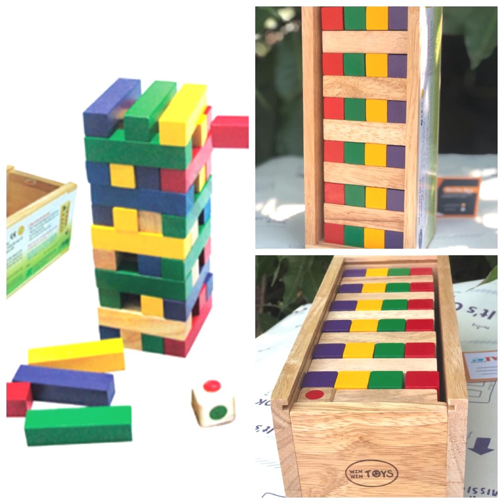 Rút gỗ màu Winwintoys | Trò chơi rút thanh và xếp chồng gỗ khối | Đồ chơi gỗ Việt Nam