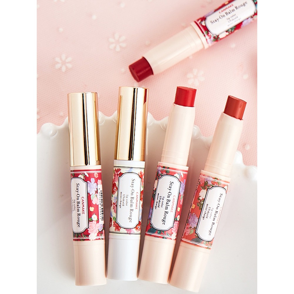 Son dưỡng có màu Canmake Stay On Balm Rouge - màu 05 Flowing Cherry Petal (Nhật)