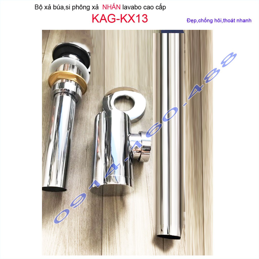 Xả lavabo KAG-KX13 Korea, bộ xả bồn rửa mặt co búa cao cấp inox dày sáng bóng thoát nhanh chống hôi tốt