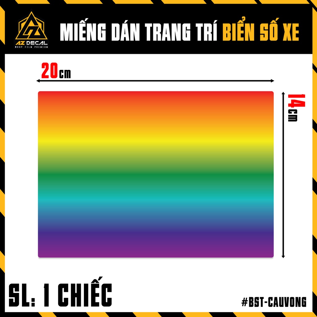 Film Màu Trong Suốt Dán Biển Số Xe Mẫu Cầu Vồng | BST-CAUVONG | Tem Decal Trang Trí Biển Xe Máy, Xe Mô Tô