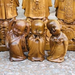 Bộ tượng tam tâm (Tâm- Trí -Tịnh) gỗ Bách Xanh
