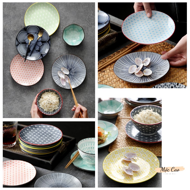 Đĩa sứ trang trí cao cấp tráng men 2 lớp 6 inch phong cách Nhật - Đĩa decor phụ kiện bàn ăn sàng trọng