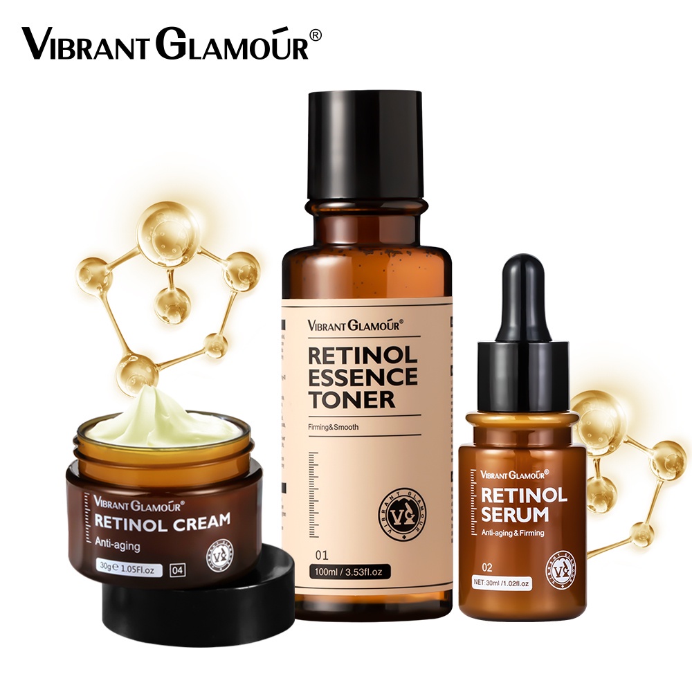 Bộ 3 Món Kem Dưỡng Da Mặt + Serum Retinol VIBRANT GLAMOUR Chống Lão Hóa Giảm Nếp Nhăn Làm Trắng Da Giảm Nếp Nhăn