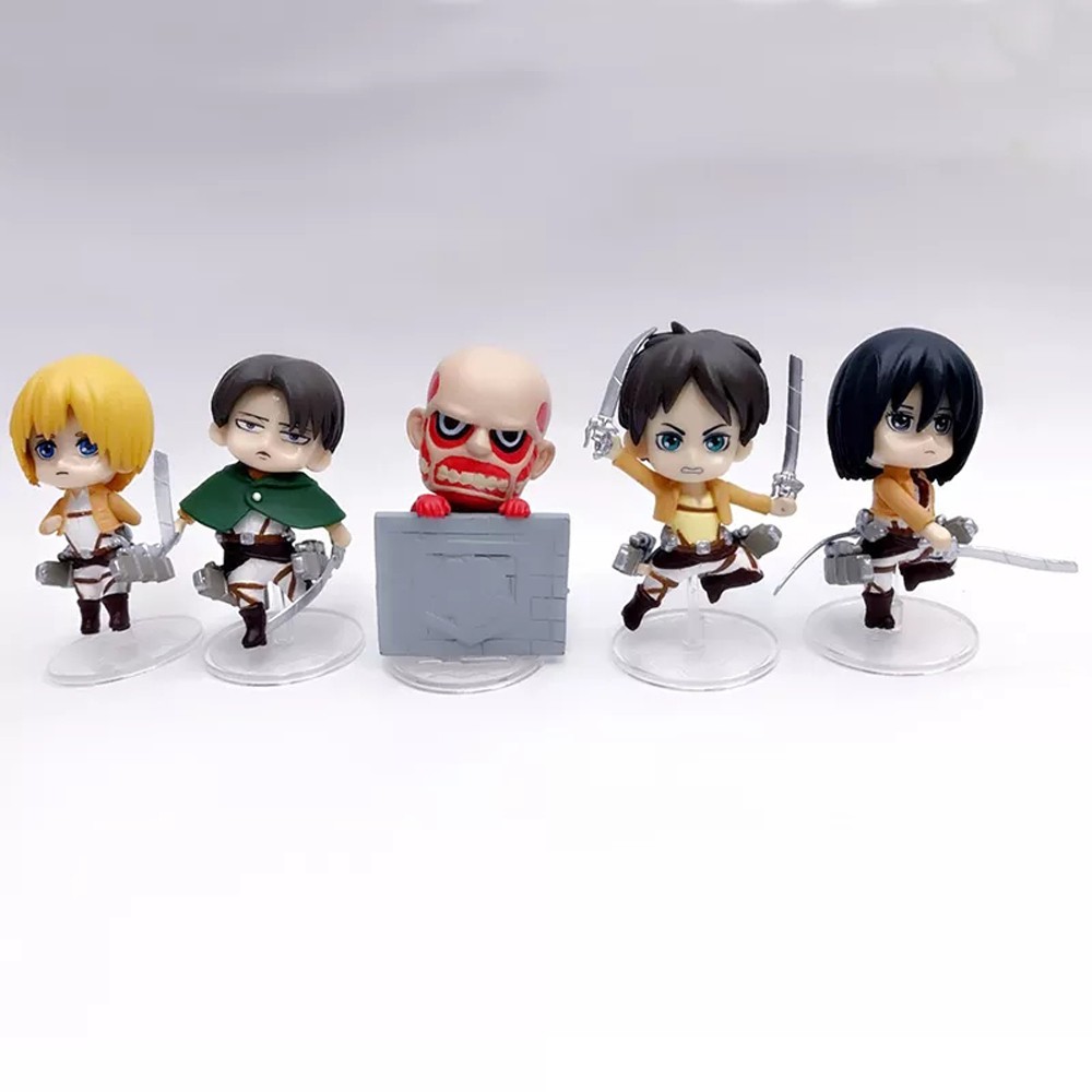 MXBEAUTY Kids Doll Attack on Titan Cute Mini Figure Toys Action Figure Anime Figures Dolls Armin PVC Rivaille for Gift Eren