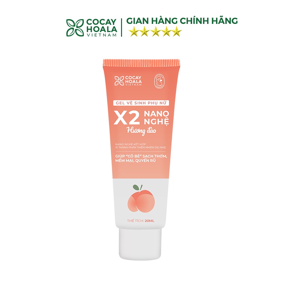 Dung Dịch Vệ Sinh Phụ Nữ Hồng Mịn Se Khít Gel X2 Nano Nghệ Đào Cocayhoala 20ml