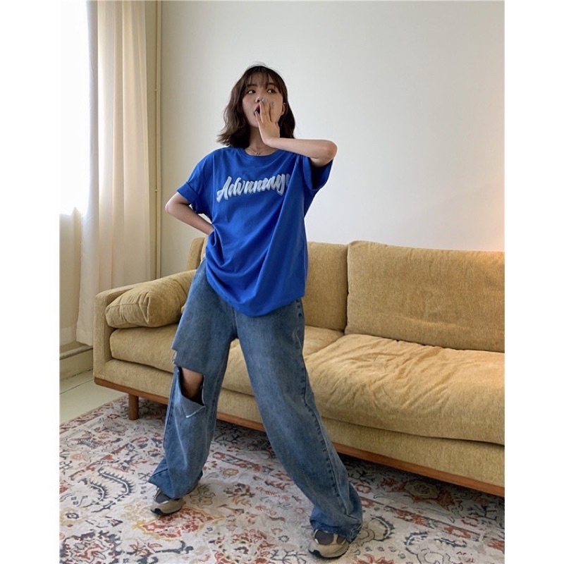 Áo thun phông logo tay nam nữ PINK tay lỡ form rộng ADVANTAGE Unisex