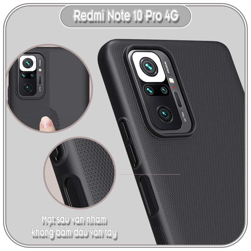 Ốp lưng cho Xiaomi Redmi Note 10 Pro 4G Frosted Shield nhựa PC cứng Nillkin , Vân nhám , chống vân tay - HÀNG NHẬP KHẨU