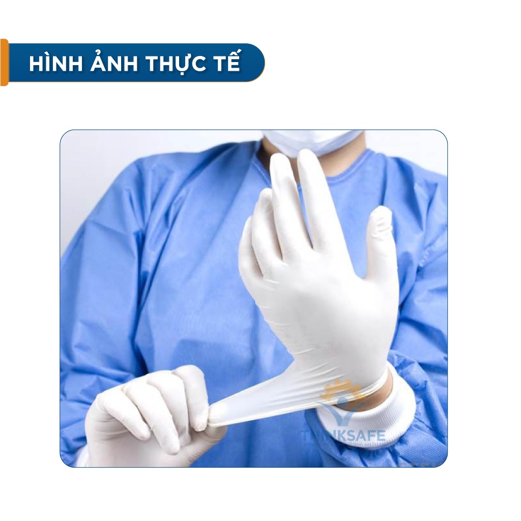 Bao tay y tế có bột Vglove găng cao su tự nhiên, găng mềm mại giảm tiết mồ hôi, dùng cho y tế, phòng sạch - THINKSAFE