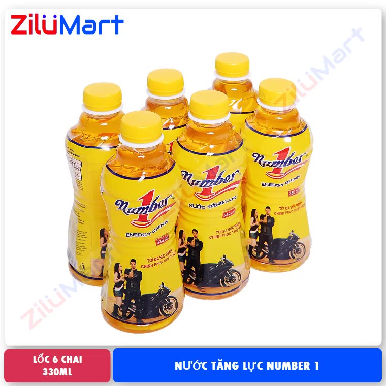 Lốc 6 chai nước tăng lực Number one loại 330ml