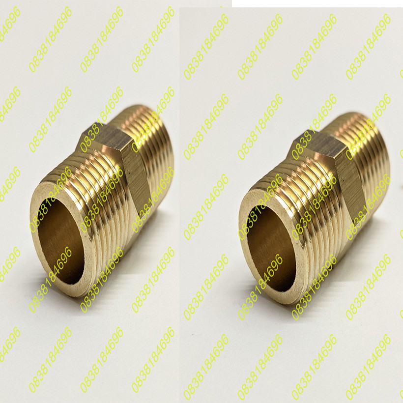 Nối 2 đầu răng ngoài 21 đồng thau thực đo 20mm.1/2 21mm thông dụng, răng ren ngoài thau, NK06