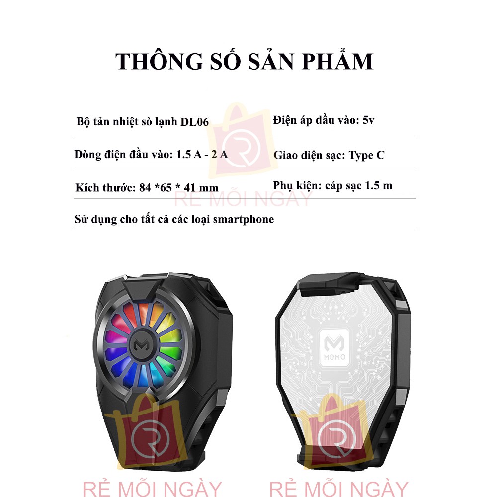 Quạt tản nhiệt điện thoại Memo DL06 - Quạt tản nhiệt sò lạnh bán dẫn làm mát tức thì tăng hiệu năng - Cooling Gaming | BigBuy360 - bigbuy360.vn