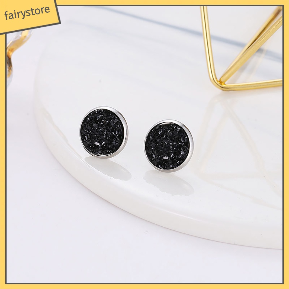 Đôi bông tai hình tròn bằng thép không gỉ kiểu dáng thời trang phong cách cho nữ