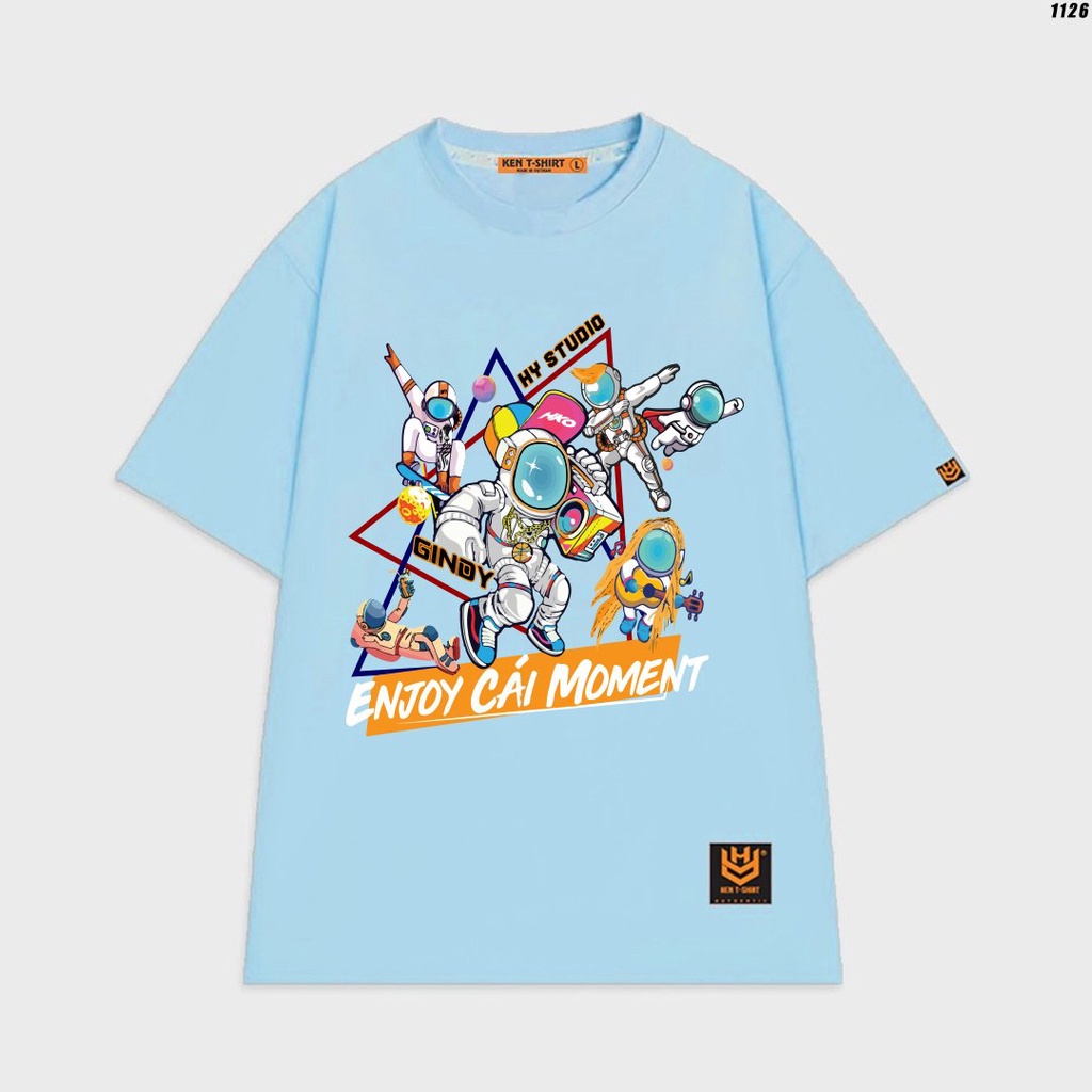 Áo thun tay lỡ nam nữ form rộng Enjoy Cái Moment 1126 HY KOREA