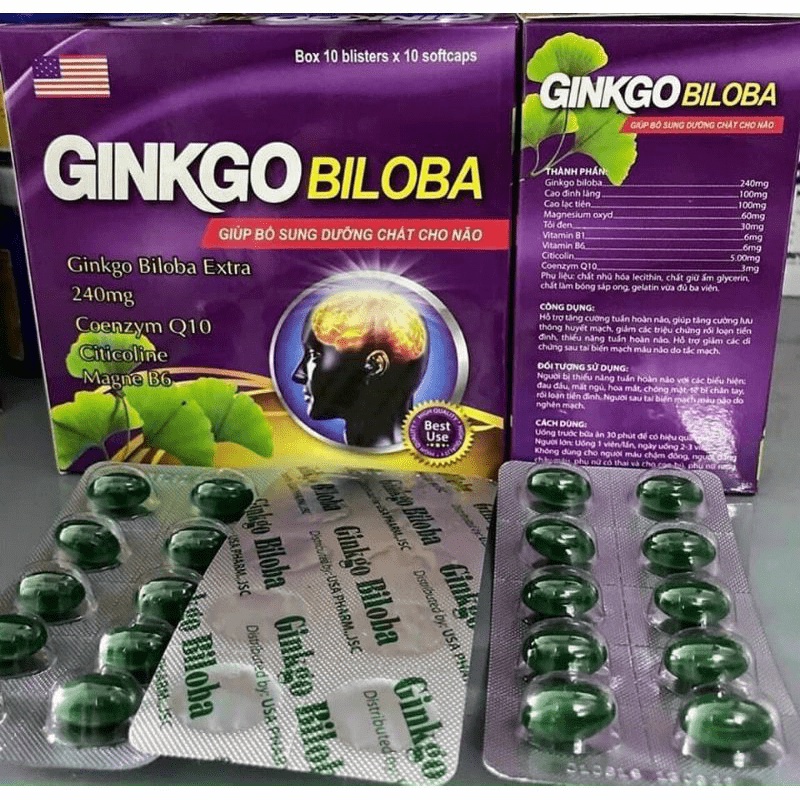 Ginkgo Biloba 240mg Bổ não, tăng cường tuần hoàn máu hiệu quả hộp 100 viên
