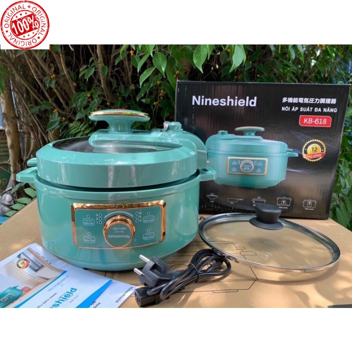 Nồi Áp Suất Đa Năng nineshield Dung Tích 3L,4L, 5L Nấu Nướng Đa Dạng, Nấu Lẩu, Nấu Cơm, Hầm, Nấu Soup, Chiên