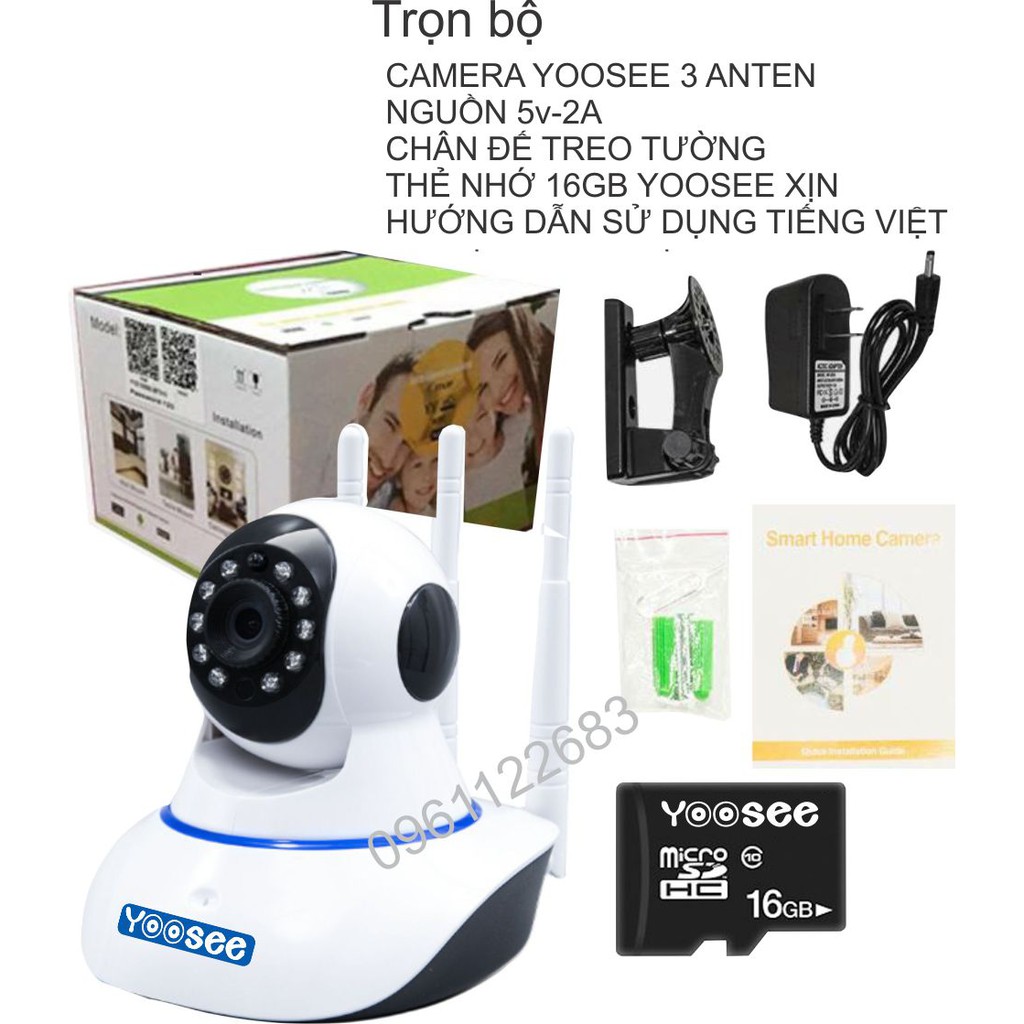 [Mã 153ELSALE2 giảm 7% đơn 300K] [COMBO] Camera IP 3 Anten HD720P + Thẻ nhớ 16G