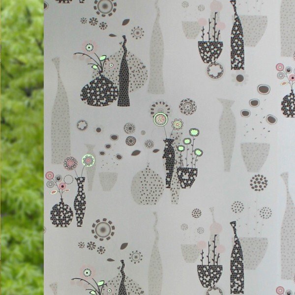 Giấy decal dán kính mờ 90x100cm, dán cửa sổ chống nắng, ánh sáng, nhìn trộm, trang trí tết, họa tiết bình hoa