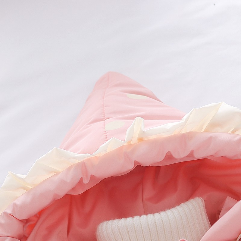 Áo Khoác cotton Dày Dặn Màu Trơn Họa Tiết Dâu Tây Dễ Thương Phong Cách Hàn Quốc Cho Bé Gái ^ o ^