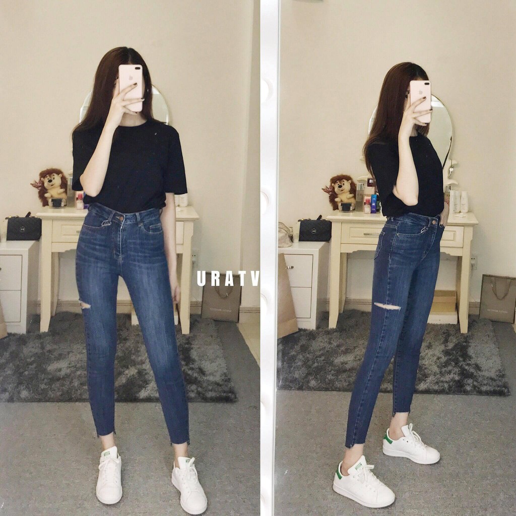 [FREESHIP - ẢNH CHÍNH CHỦ] Quần skinny jean 9 TẤC RÁCH ĐÙI | BigBuy360 - bigbuy360.vn