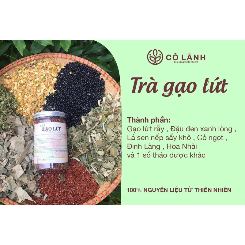 Trà gạo lứt đậu đen xanh lòng Cỏ Lành 500G