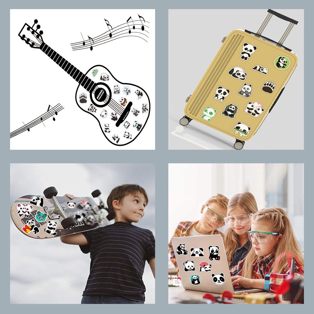40 / 50 Miếng Dán Hình Gấu Trúc Trang Trí Đàn Guitar / Laptop / Điện Thoại