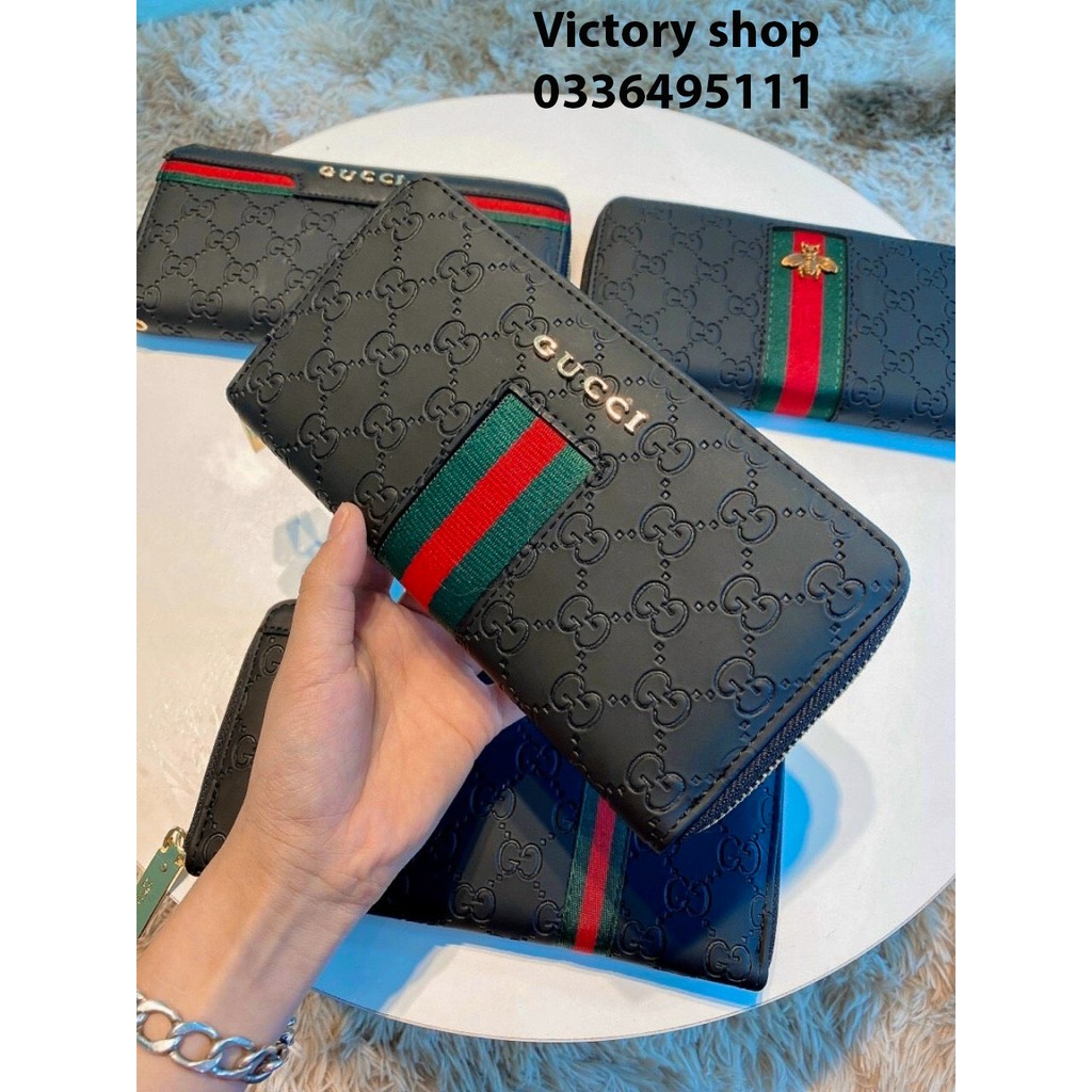 Ví nam cầm tay Gucci Full box, chất da sịn 100% hàng quảng châu