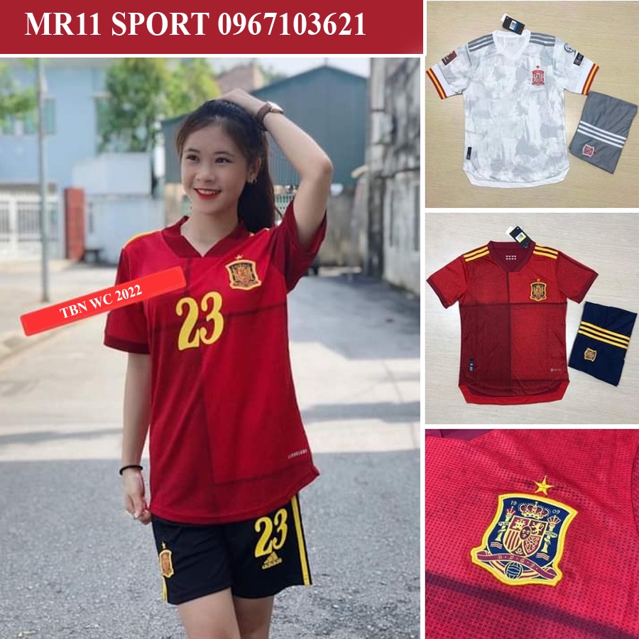 Áo Bóng Đá Đội Tuyển Tây Ban Nha WC 2022 - Quần Áo Bóng Đá- Chất Polyeste -Màu Mới 2022- Hàng Thái Lan PP Bởi MR11 SPORT