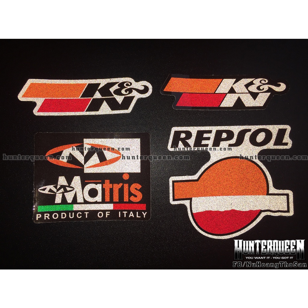 Trọn bộ 4 logo phản quang 3M của Mỹ. Decal sticker hình dán cao cấp, chống nước, không bay màu
