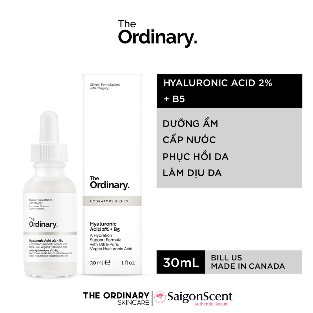 Tinh chất The Ordinary Hyaluronic Acid 2% + B5 30ml Cấp Nước Dưỡng Ẩm Cho Da