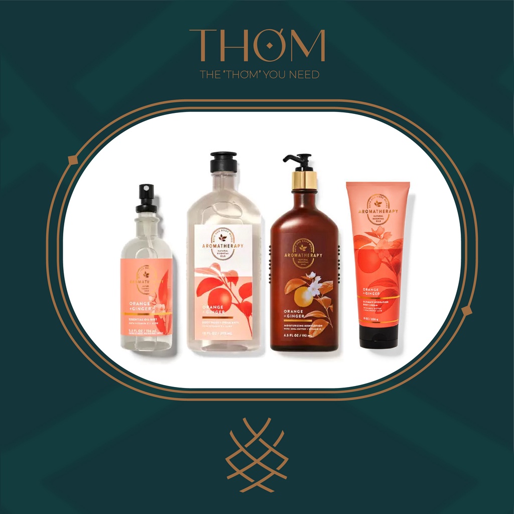 ENERGY ORANGE GINGER | Bộ Gel Tắm Sữa Dưỡng Xịt Thơm Tinh Dầu Thư Giãn Bath & Body Works Aromatherapy