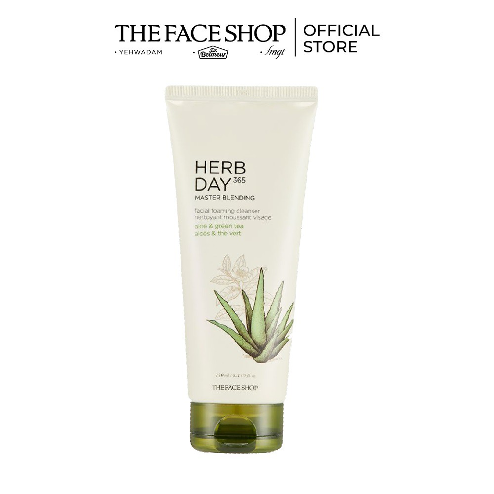 [Mã FMCGMALL giảm 8% đơn 250K] Sữa Rửa Mặt Tạo Bọt THEFACESHOP HERB DAY 365 MASTER BLENDING ALOE&GREENTEA170ml