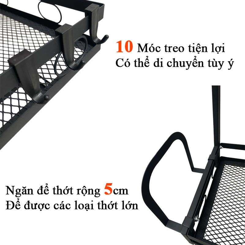 Kệ Gia Vị Đa Năng Nhà Bếp 2 Tầng SenNai Thép Cacbon Sơn Tĩnh Điện Cao Cấp KGV2T