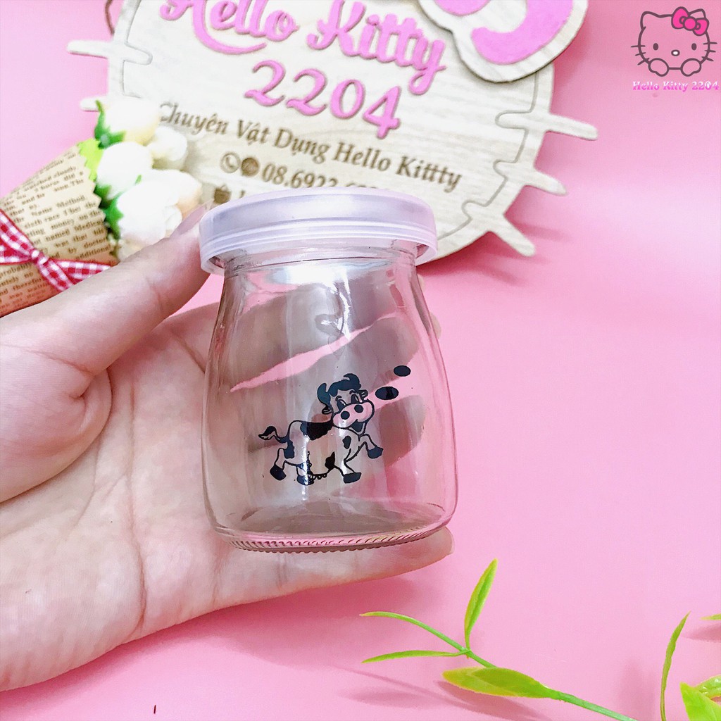 Combo 12 cốc thủy tinh đựng sữa chua hình Hello Kitty ☘☘