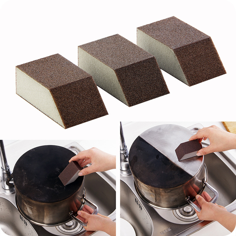 Miếng rửa chén mặt nhám dạng khối hình thang nano ma thuật tiện dụng cho nhà bếp