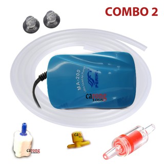 COMBO: Máy sục khí 1 vòi, 2 vòi có kèm phụ kiện: đều sủi, dây và van 1 chiều chống trào ngược