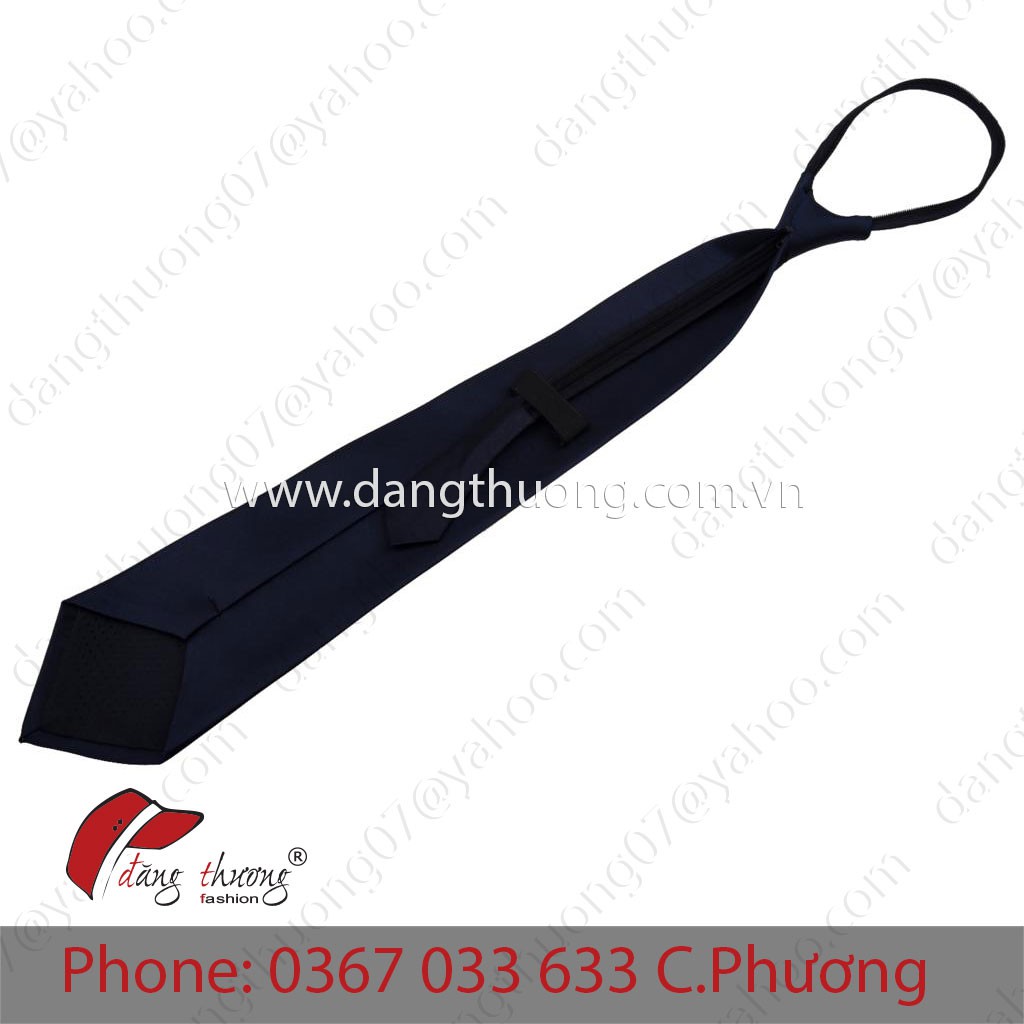 Cà vạt caravat thắt sẵn dây kéo màu xanh đen/ tím than cho nhân viên bảo vệ, văn phòng
