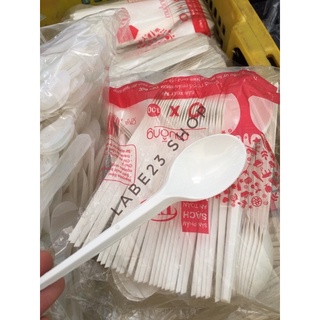 Thìa - Dĩa nhựa dùng 1 lần trắng sứ