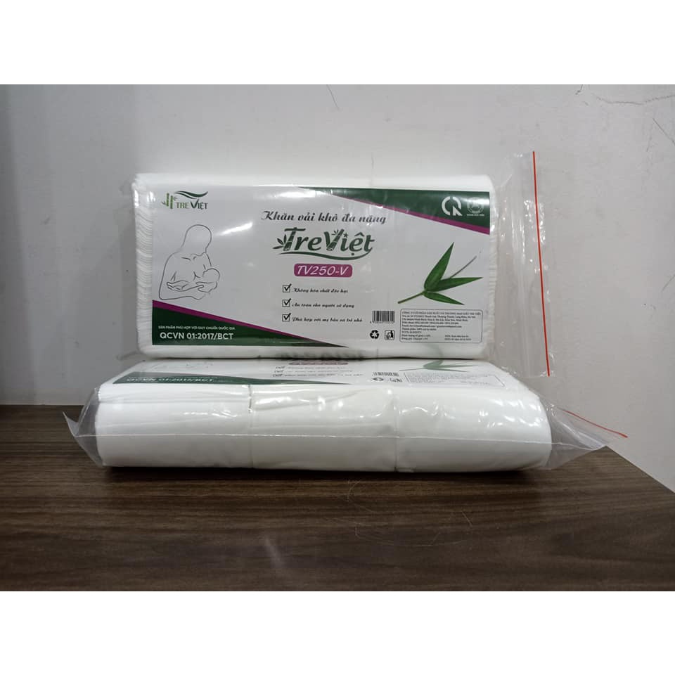 Khăn vải khô đa năng cho bé Tre Việt gói 250g an toàn cho trẻ sơ sinh