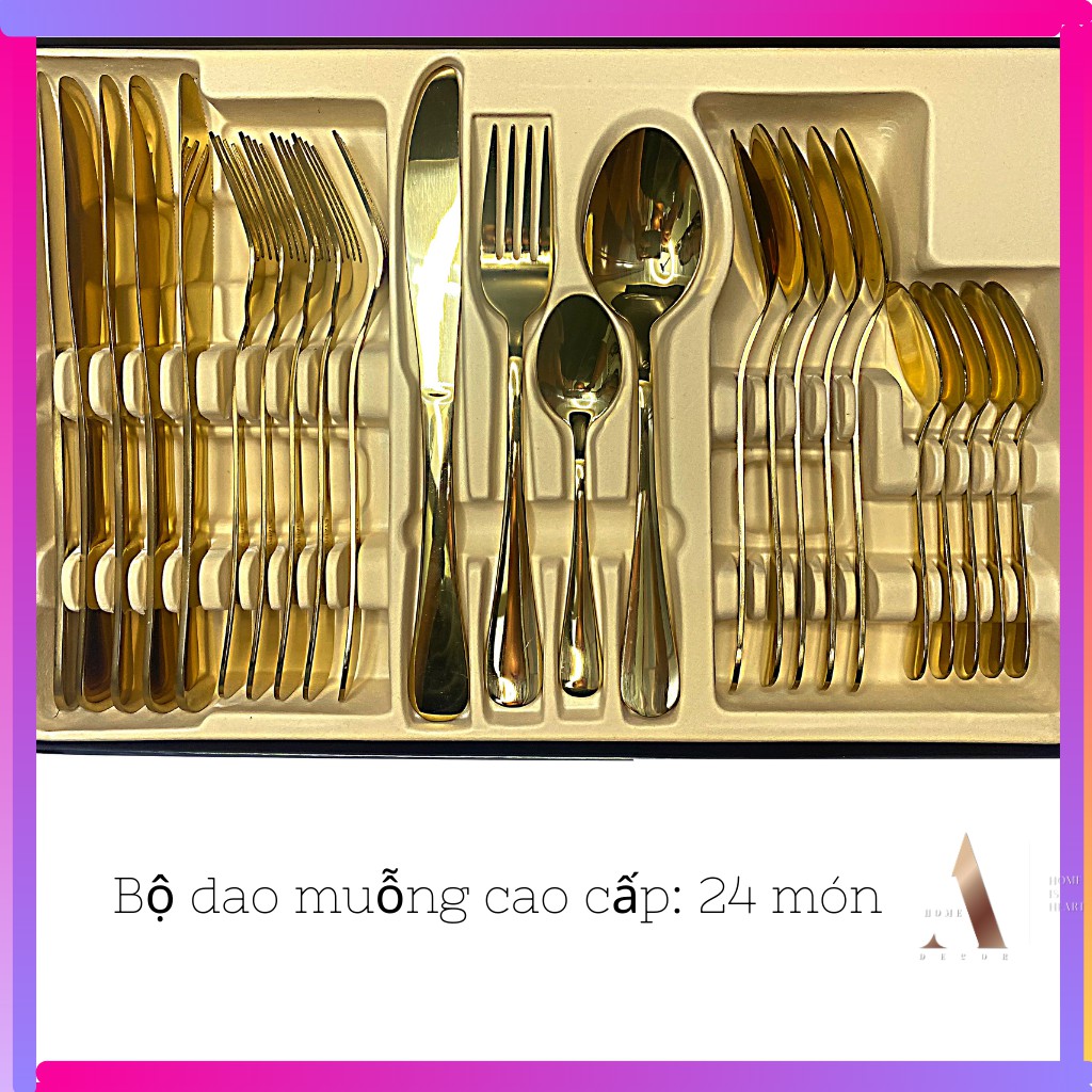 Bộ Dao Muỗng Dát Vàng Sang Trọng 24 Món - HomeArt KitchenLovers