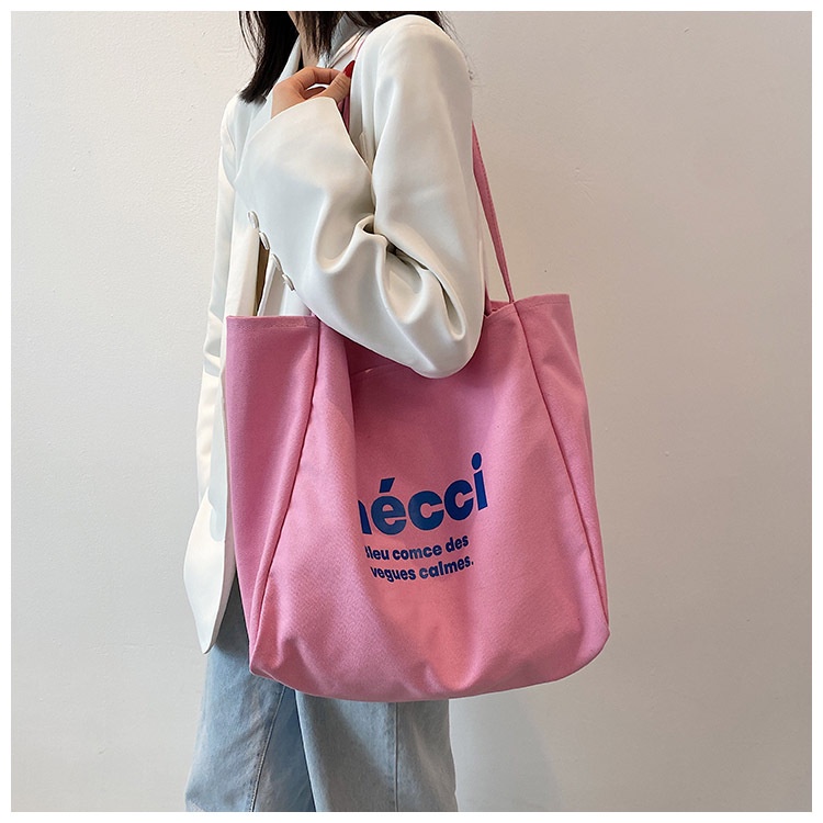 Túi Xách Canvas Cỡ Lớn In Chữ Phong Cách Nhật Bản