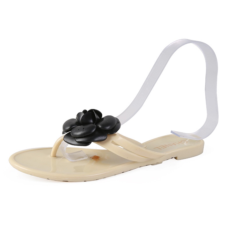Dép đi biển IELGY đế bằng đính hoa trà xinh xắn cho nữ