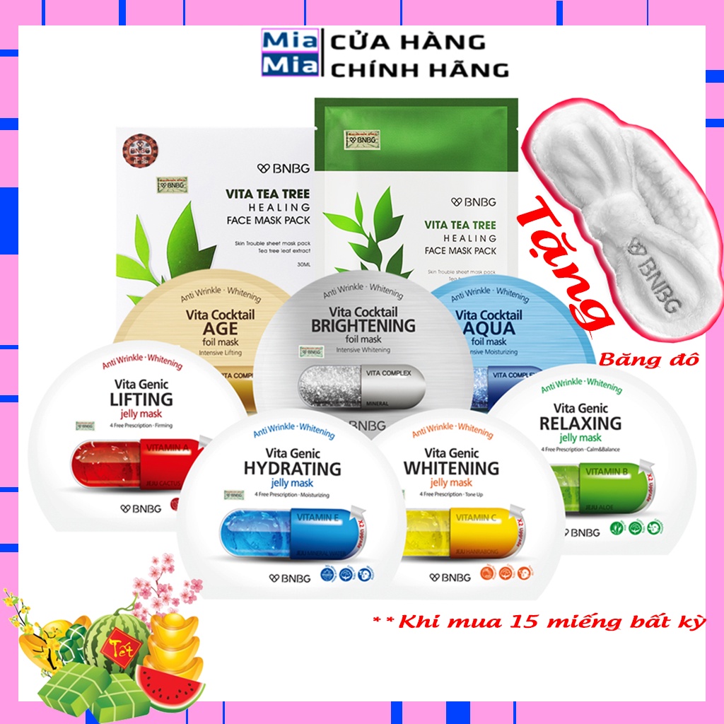 Mặt Nạ BNBG Hàn Quốc [MIẾNG LẺ] Dưỡng Trắng Cấp Ẩm Thư Giãn Vita Tea Tree Healing Face Mask Pack 30ml