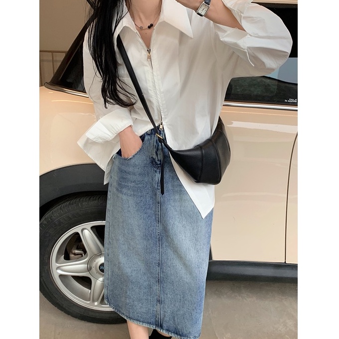 Áo Sơ Mi Tay Dài Có Khóa Kéo Thời Trang Quyến Rũ Cho Nữ