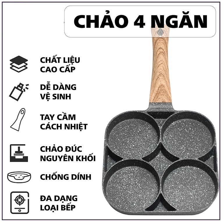 Chảo Đá 4 Ngăn Chiên Trứng Làm Bánh