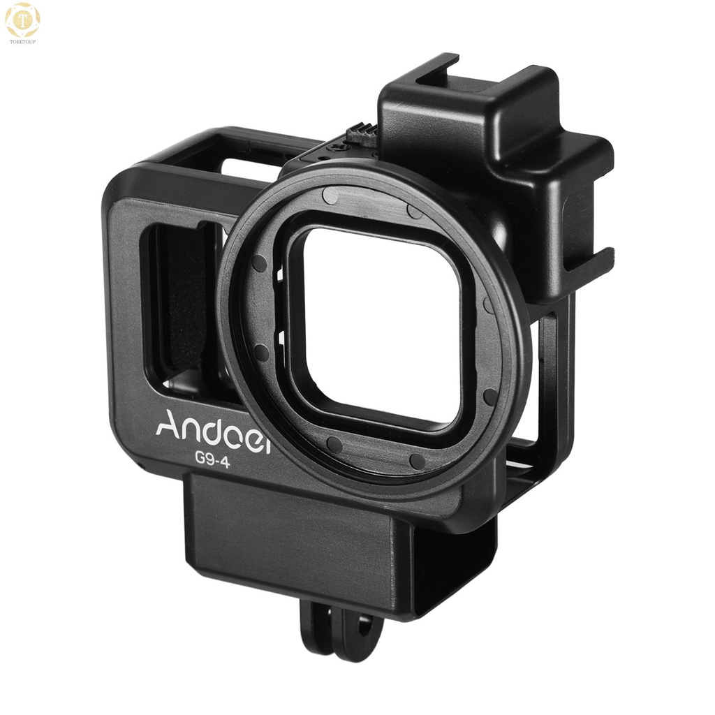 Shipped within 12 hours】 Andoer Action Camera Vlog Kit Including Video Cage with Dual Cold Shoe Mount 55mm Filter Adapter + Extendable Selfie Stick Tripod Replacement for   9