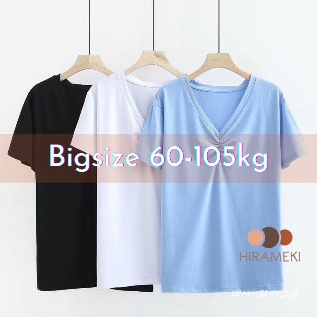 ÁO THUN COTTON CỔ TIM DÚN NGỰC 60-105KG - A49